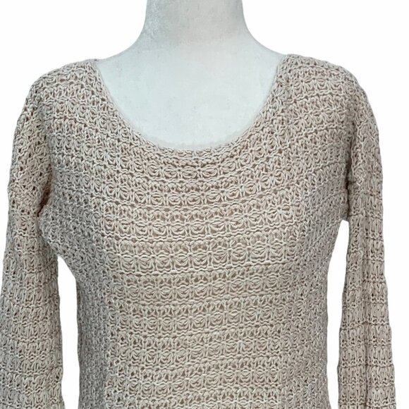 𝅺anthropologie💕ruby Moon Blush Open Weave Long Sleeve Sweater Size S - Picture 2 of 9